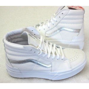 Vans Women's White High-Top Platforms with Silver Accent